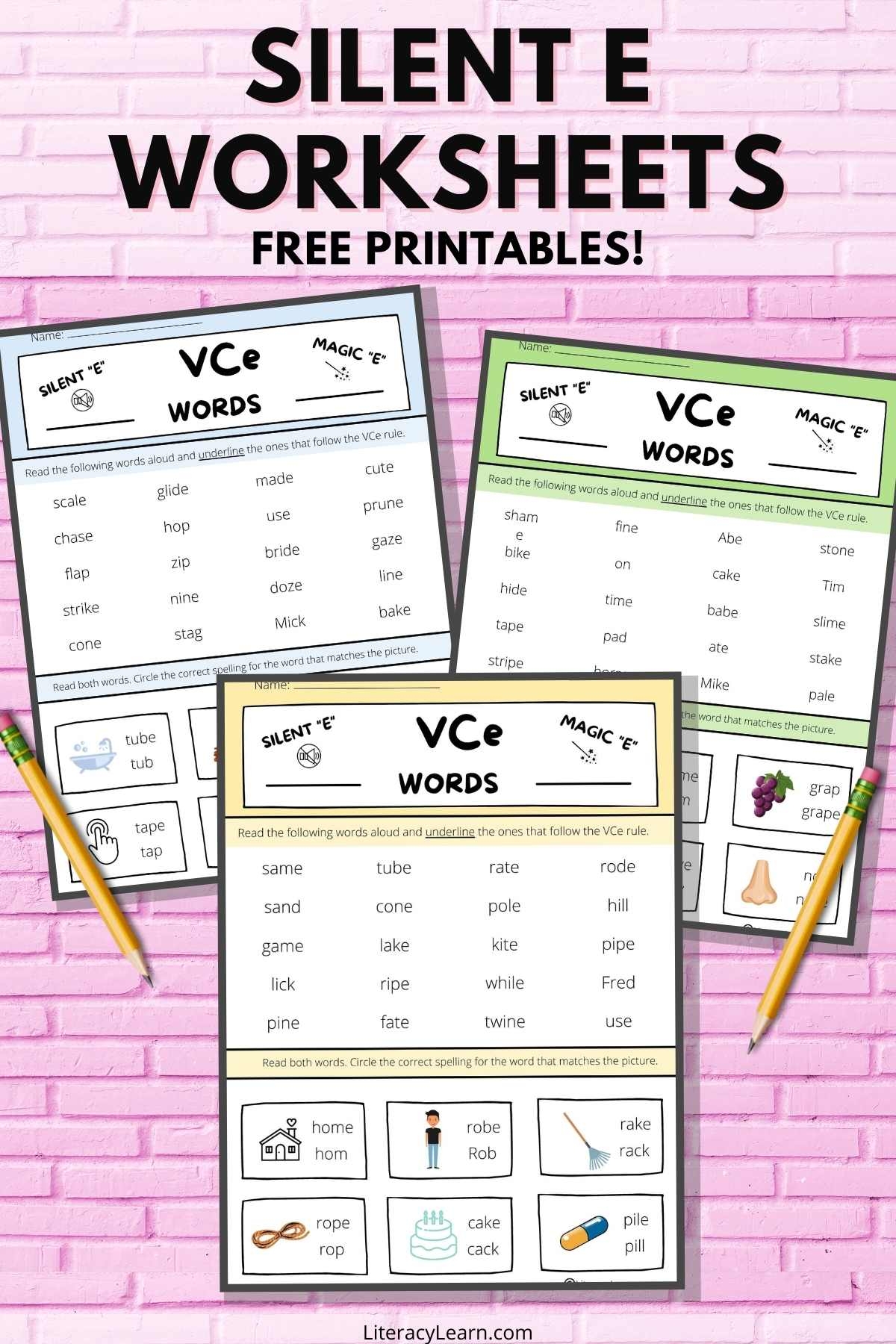 silent e worksheets free printable