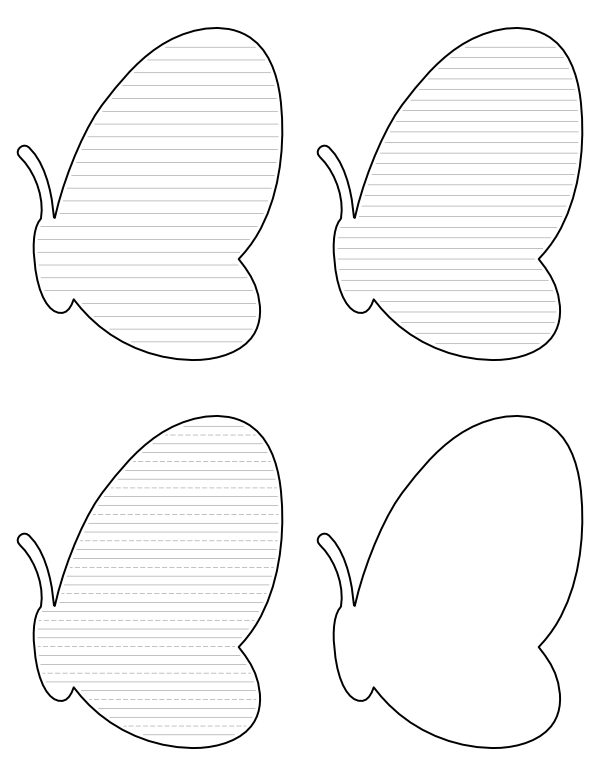 Free Printable Simple Half Butterfly Shaped Writing Templates