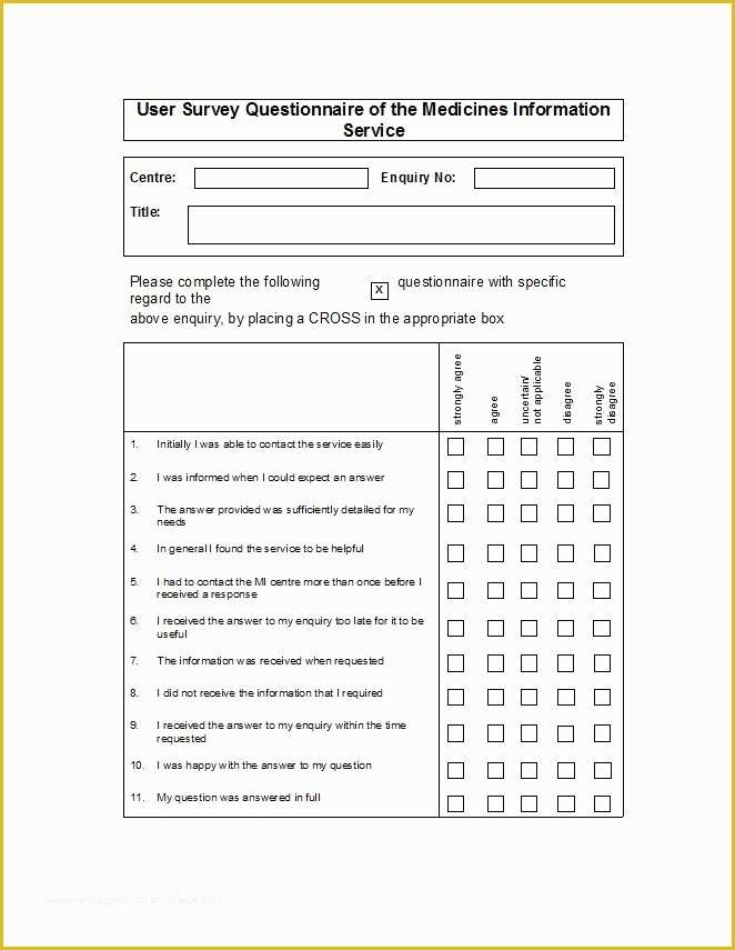 Free Printable Survey Template Of 30 Questionnaire Templates Word