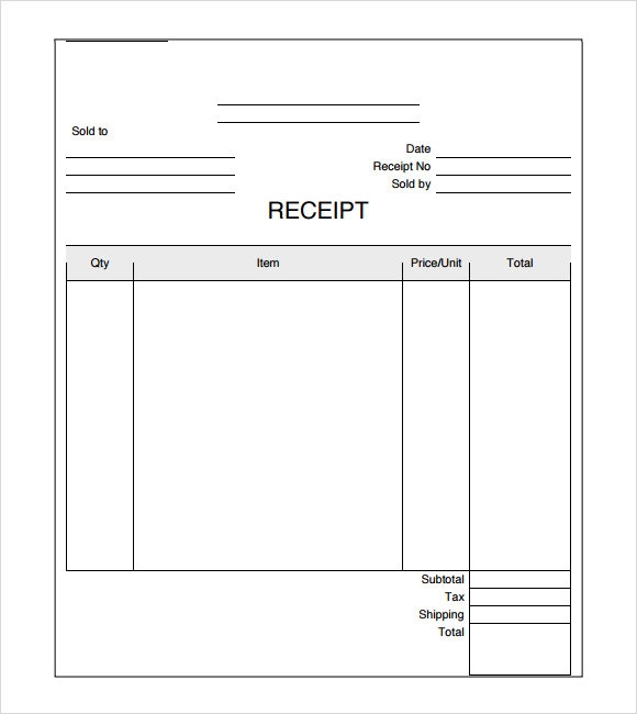 free downloadable receipts template word