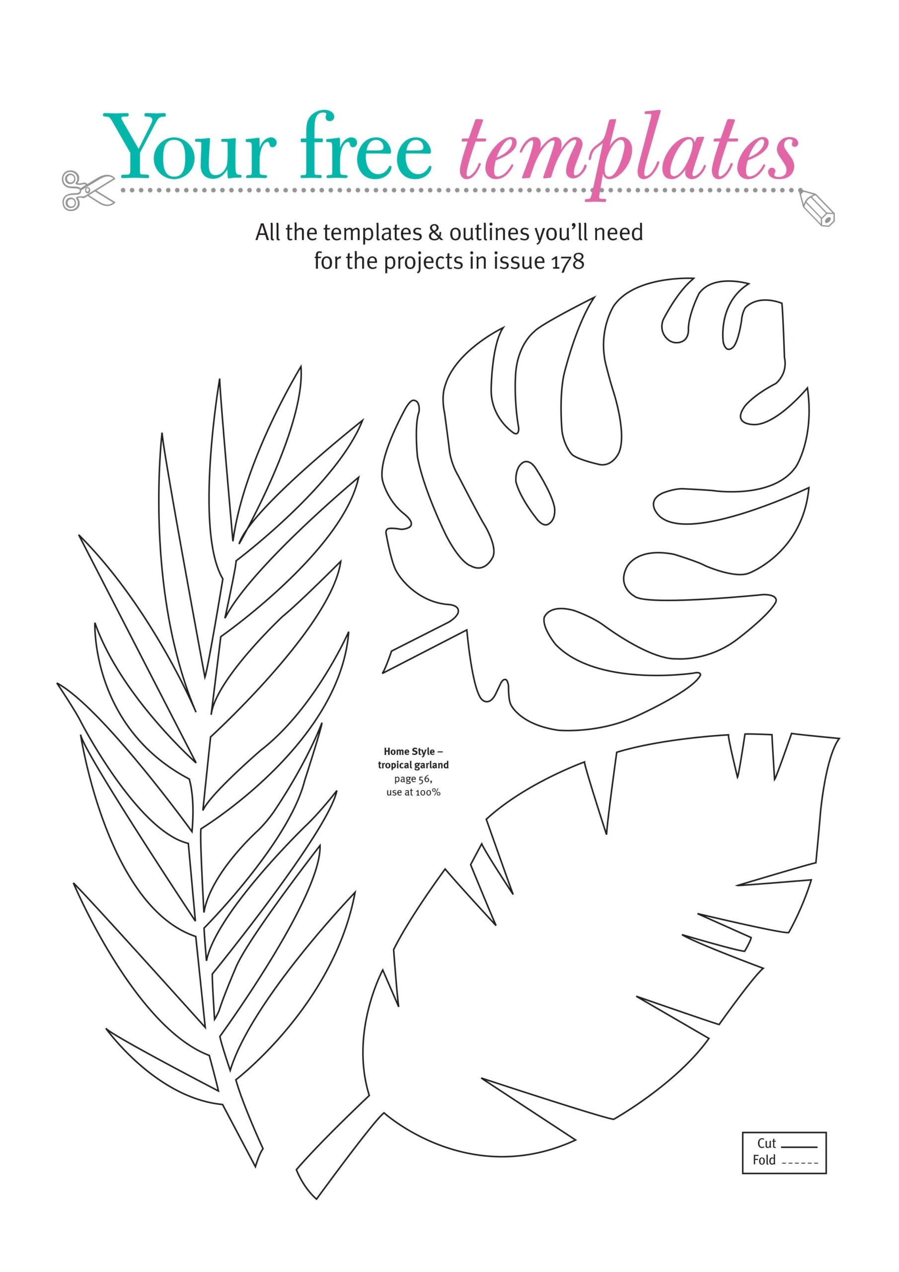 tropical leaf template printable