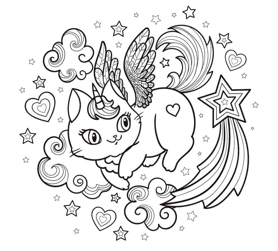 Free Printable Unicorn Cat Coloring Pages Unicorn Cat Coloring Page 