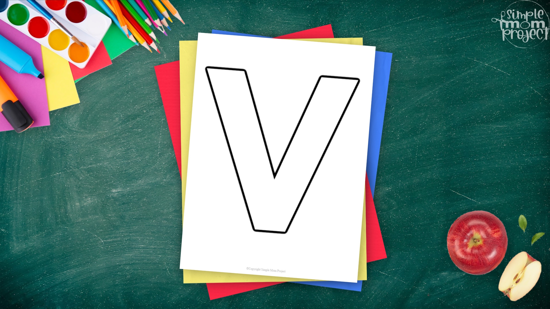 Free Printable Uppercase Letter V Template Simple Mom Project