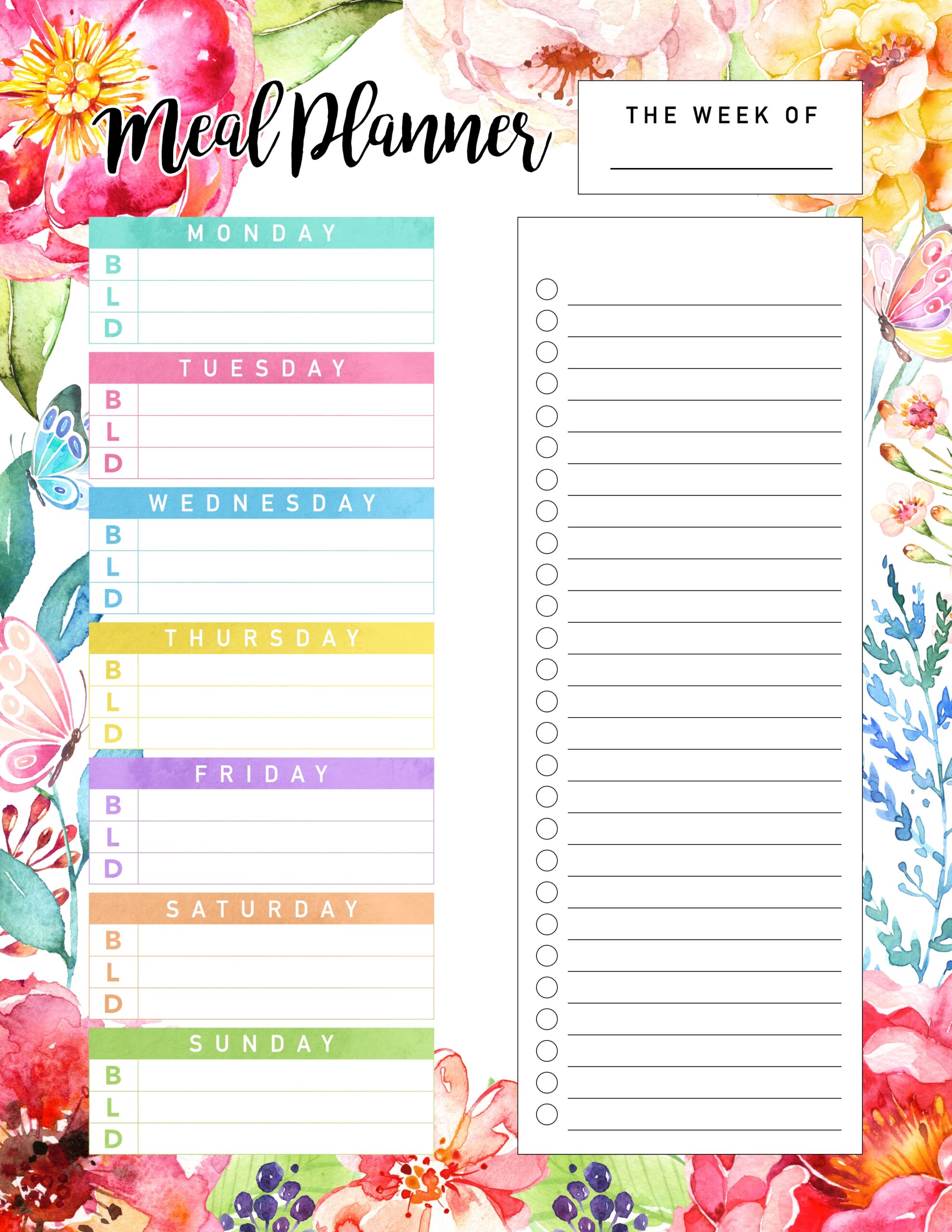 free printable weekly meal planner
