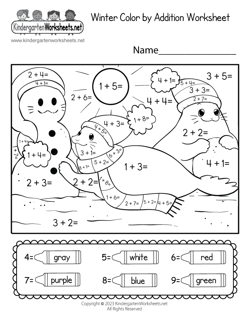 printable worksheet math kindergarten