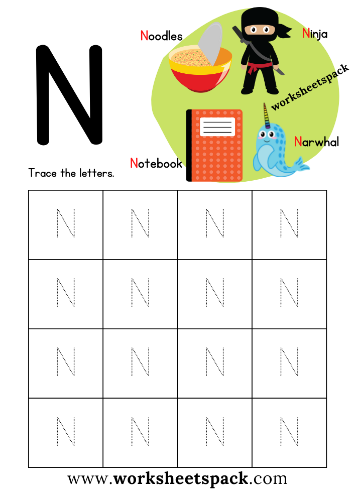 letter n worksheets free printable
