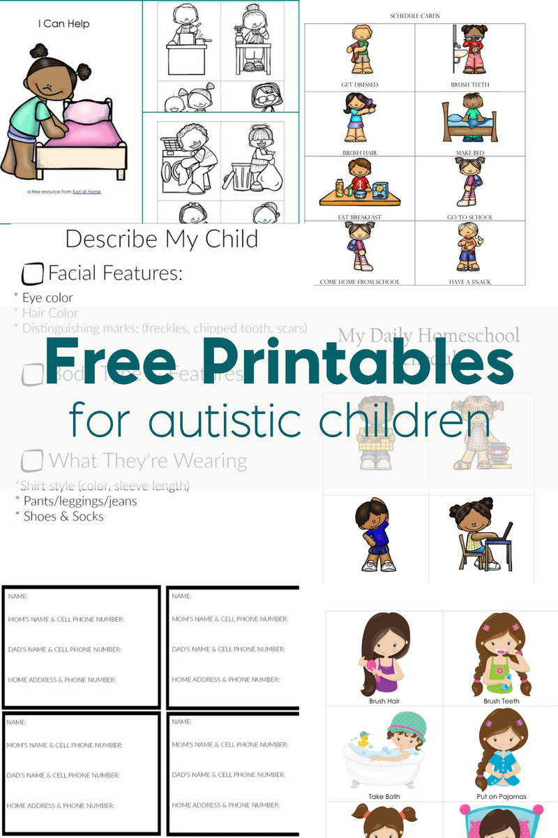 free printable worksheets for autism