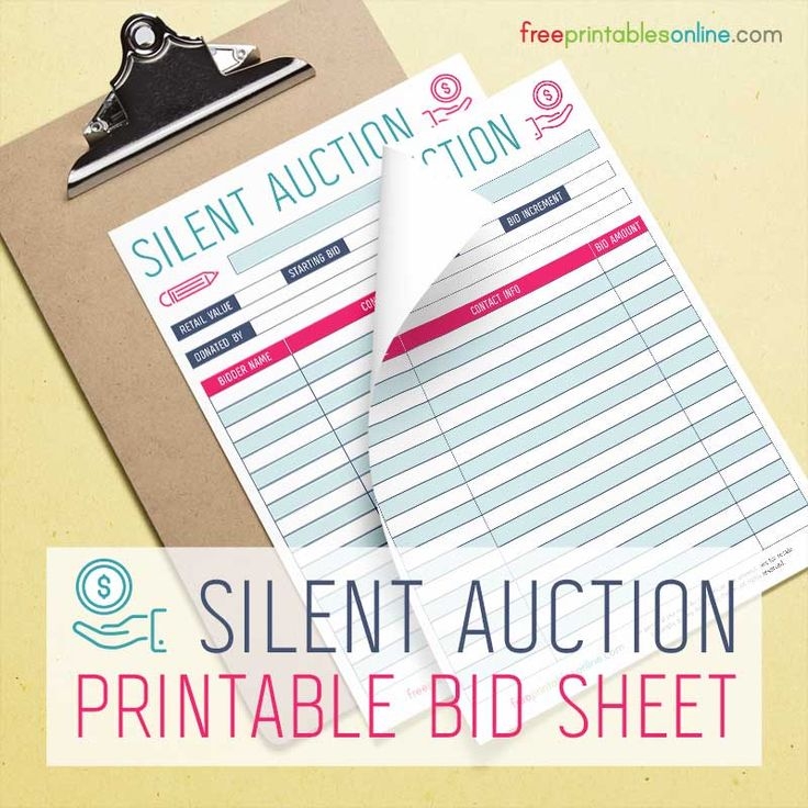 Free Printables Online Bloglovin Silent Auction Bid Sheets Silent