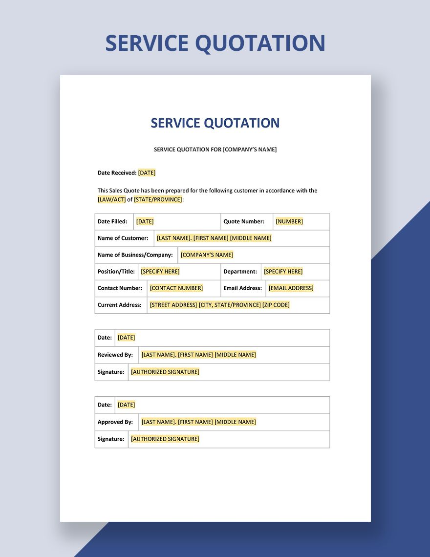 Free Proposal Quotation Template Google Docs Word Template