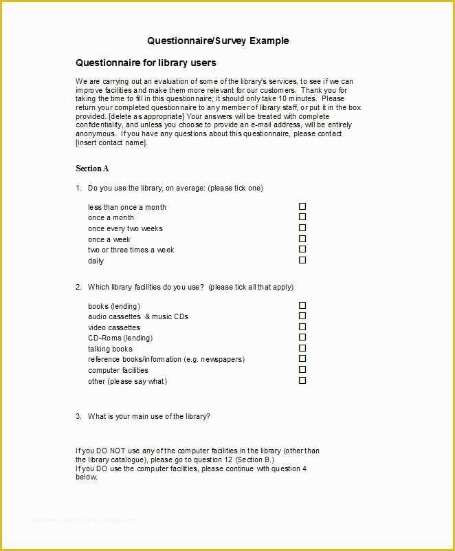 Free Questionnaire Template Of 33 Free Questionnaire Templates Word 