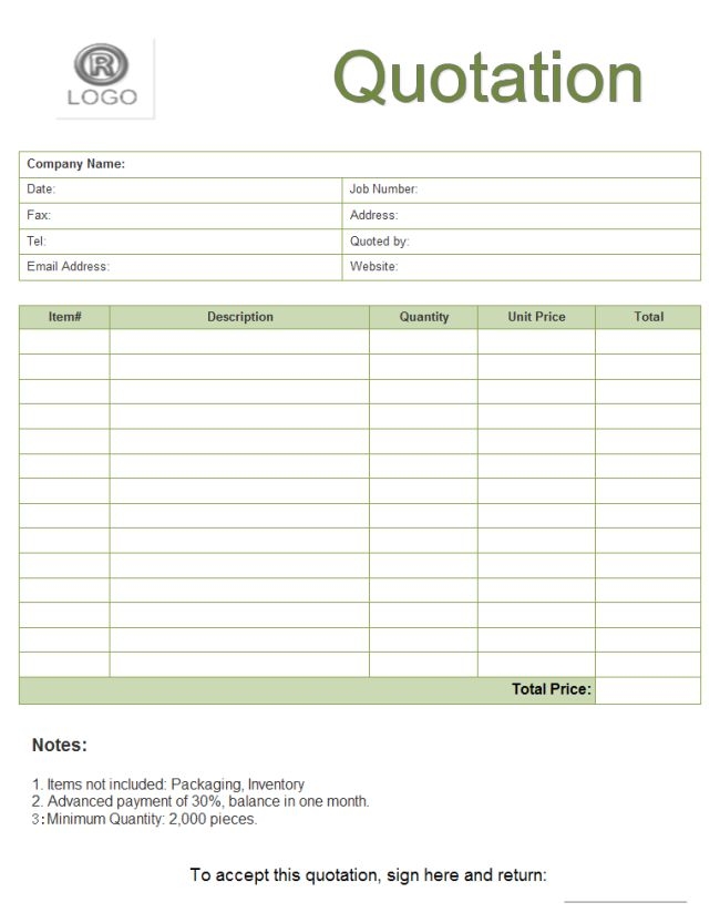 Free Quote Form Templates Download And Print