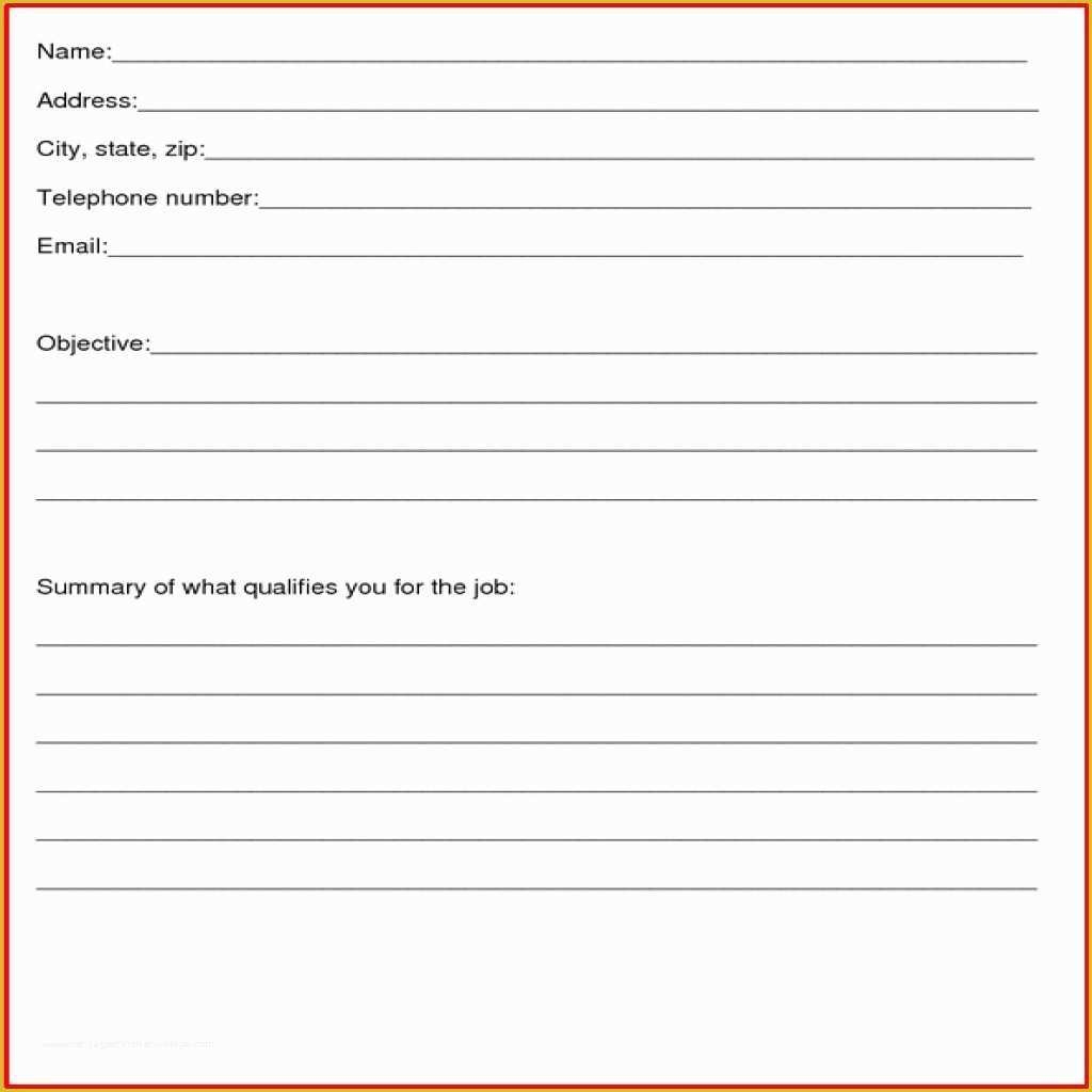Free Resume Templates To Fill In And Print Of Blank Resumes To Print 