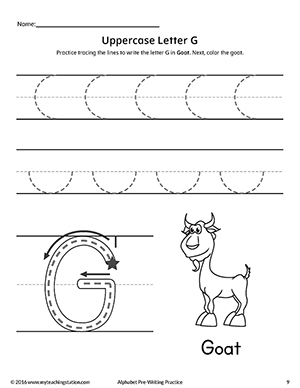  FREE Uppercase Letter G Pre Writing Practice Worksheet 