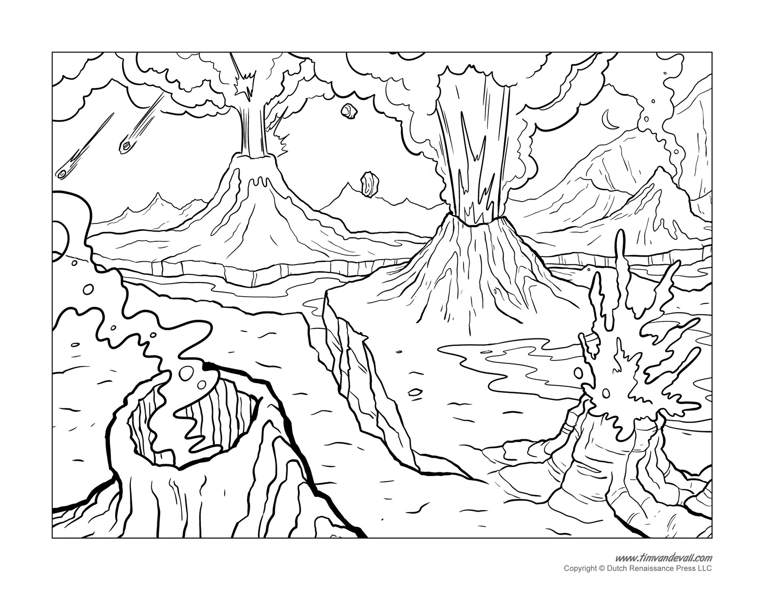 Free Volcano Coloring Page Tim Van De Vall
