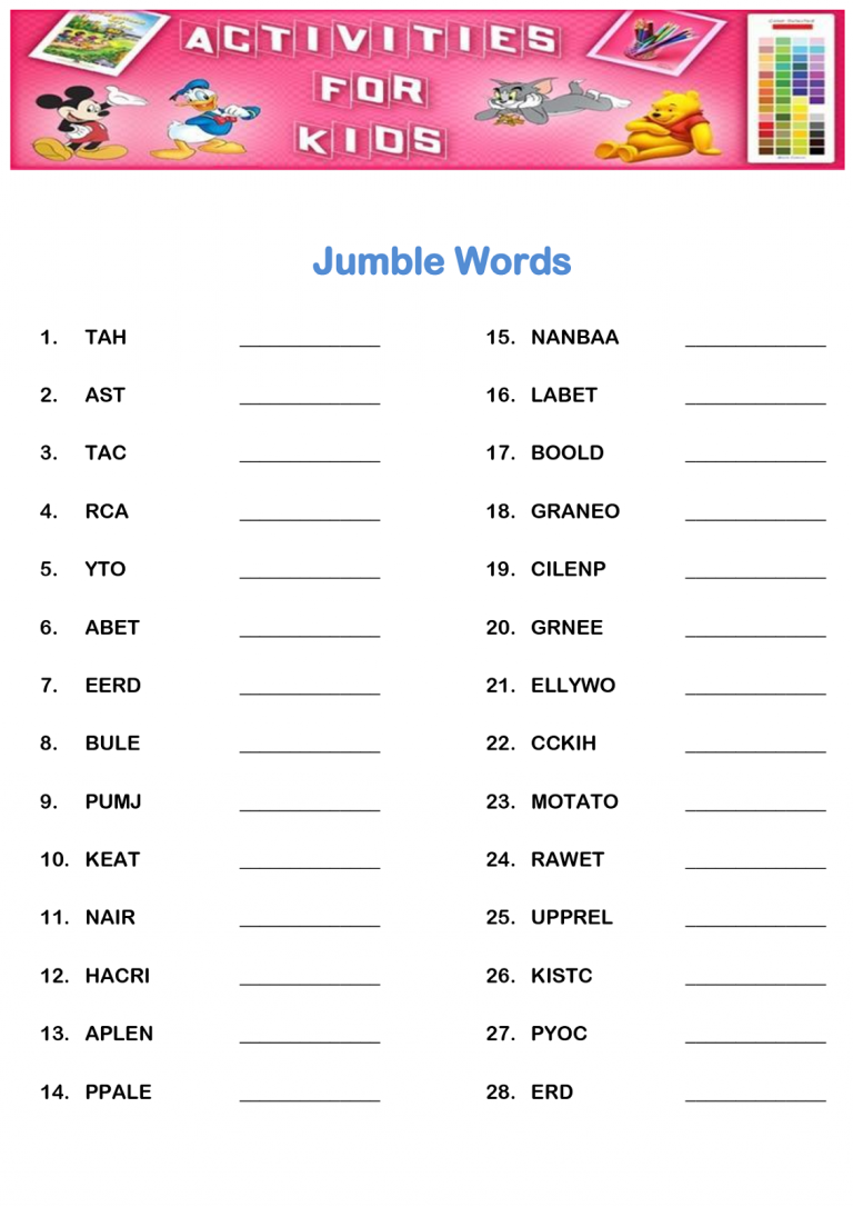 free activity worksheets for kids