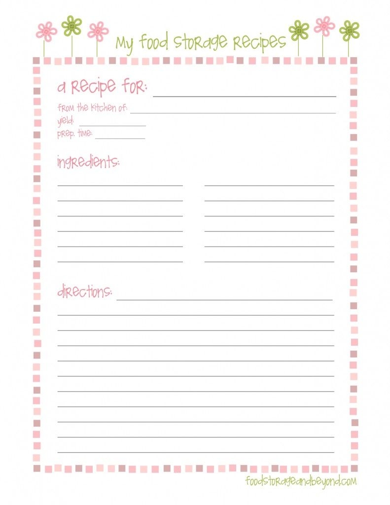 free recipe template for word