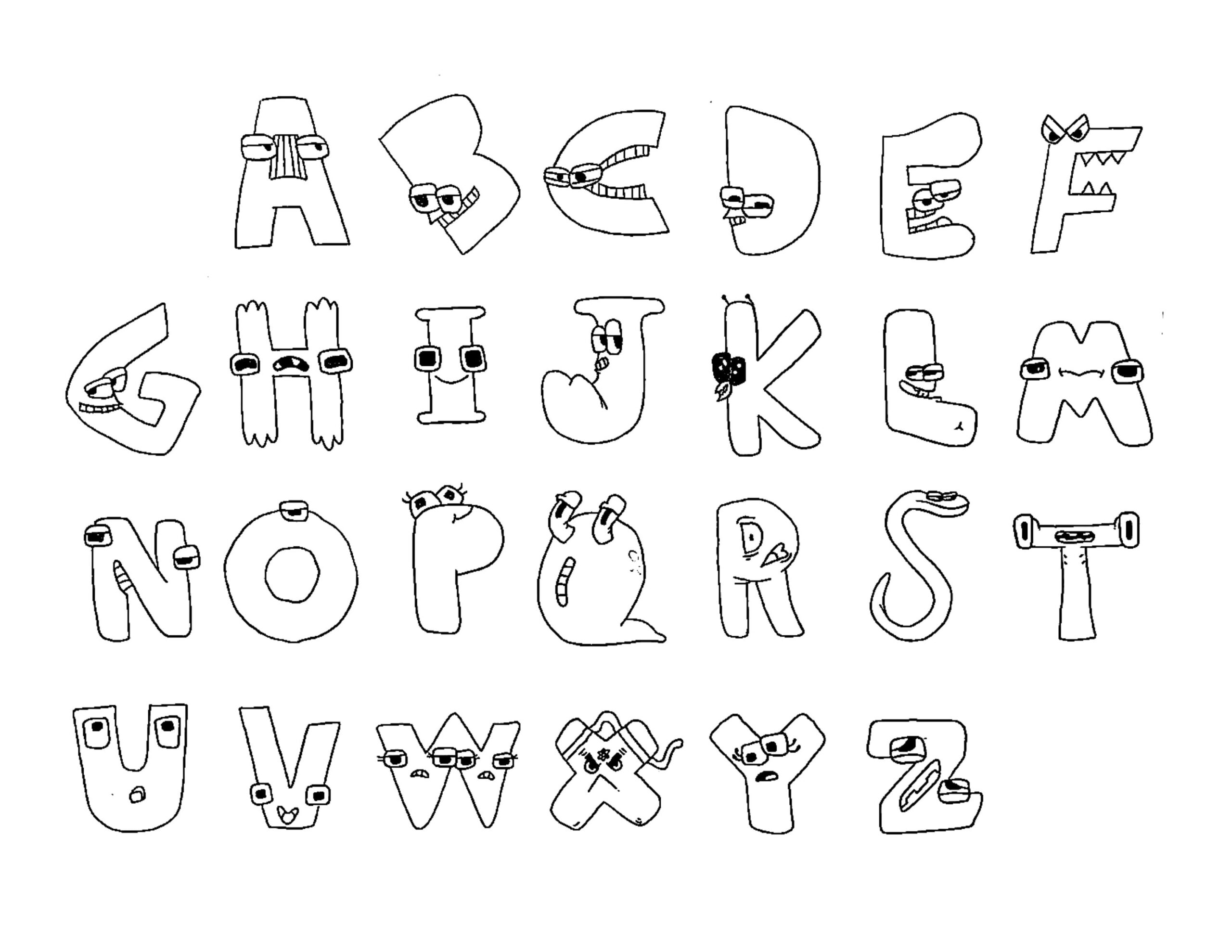 Fun Hand Drawn Alphabet Lore Children 39 s Youtube Show Coloring Home