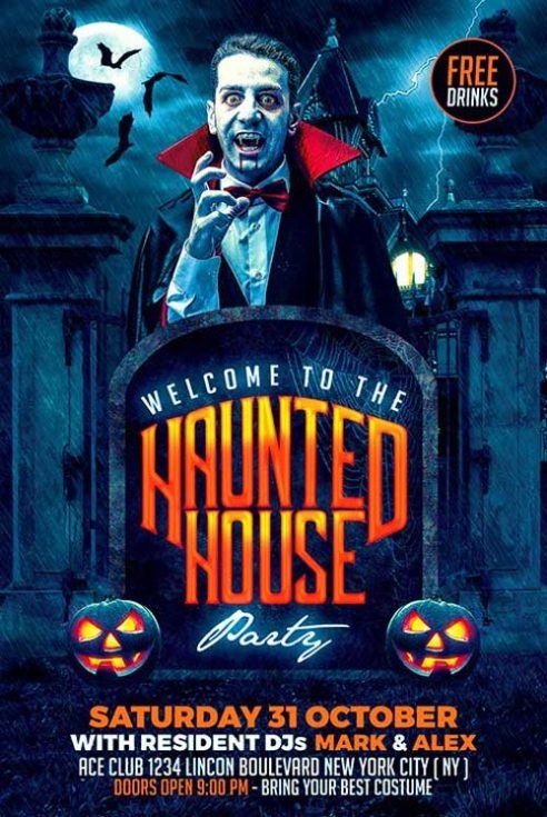 haunted house flyer template