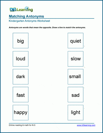 Grade 1 Matching Worksheets