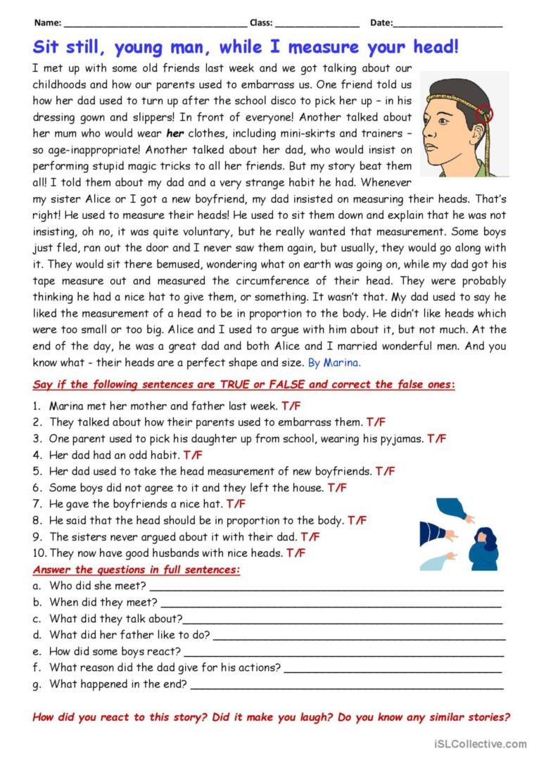 Grammar And Reading Comprehension Exercises Esl Worksheet By Aticemalik 