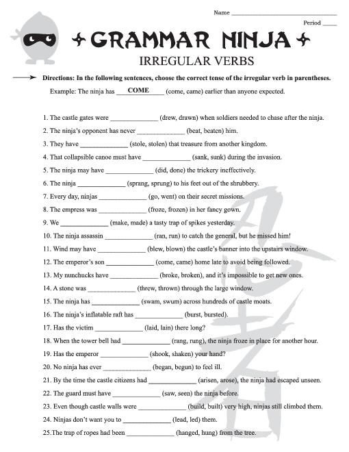 Grammar Worksheets For 6th Graders