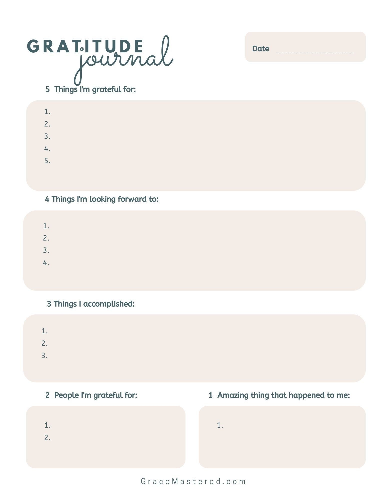 Gratitude Journal Templates For A Daily Dose Of Positivity Grace Mastered