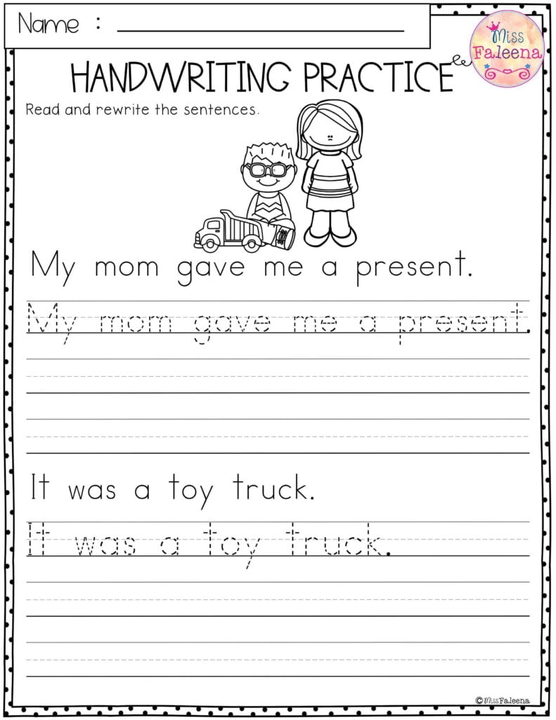 writing worksheets for kids printable