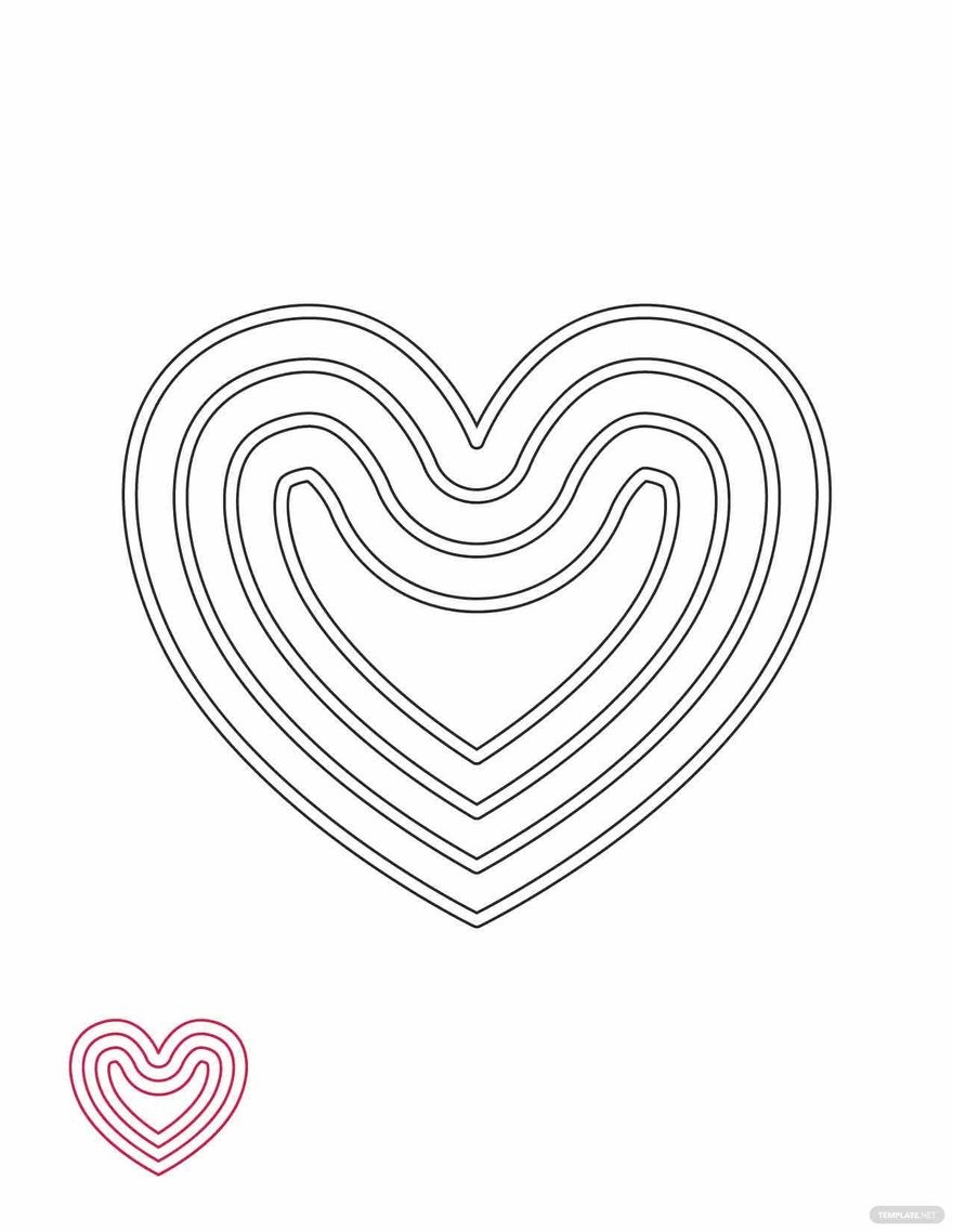 Heart Outline Coloring Page In PDF Download Template