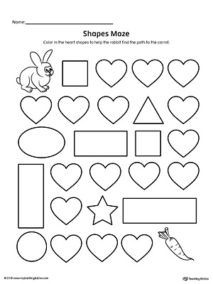 Heart Shape Maze Printable Worksheet MyTeachingStation