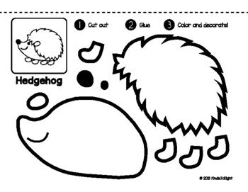 Hedgehog Cut And Paste Fine Motor Activity Fun Scissor Skills 