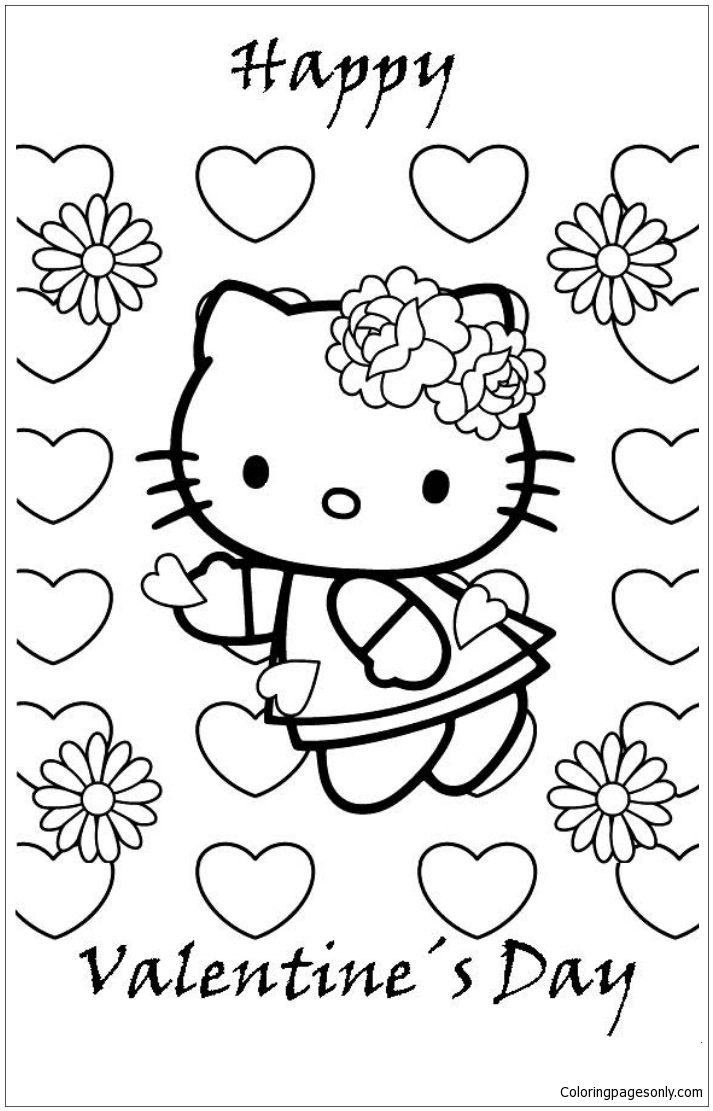 Hello Kitty Valentines Day Coloring Sheets Team Coloring