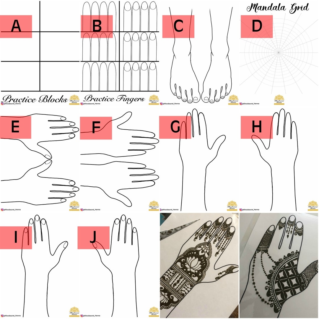 Henna Practice Sheets PDF File digital Download Only 10 Styles To
