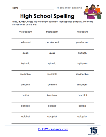 High School Spelling Worksheets 15 Worksheets Worksheets Library