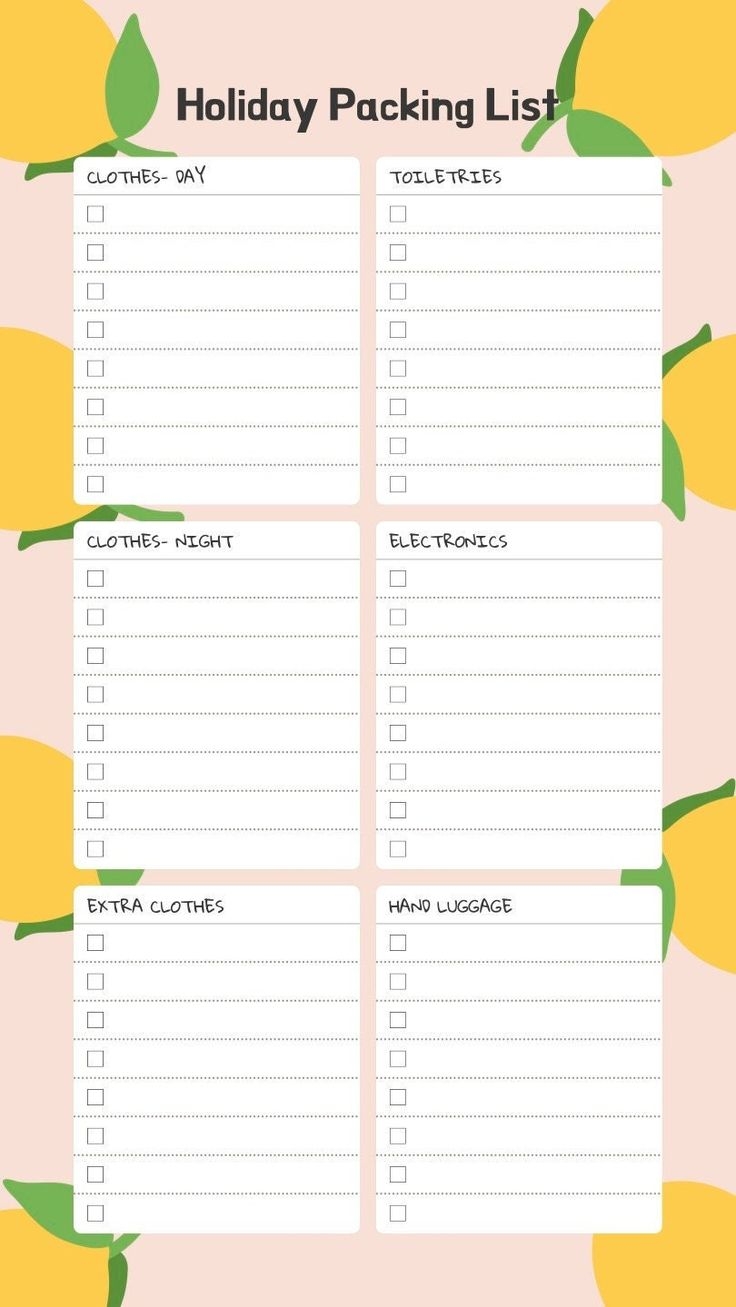 Holiday Packing List Downloadable List Maker Etsy UK In 2024