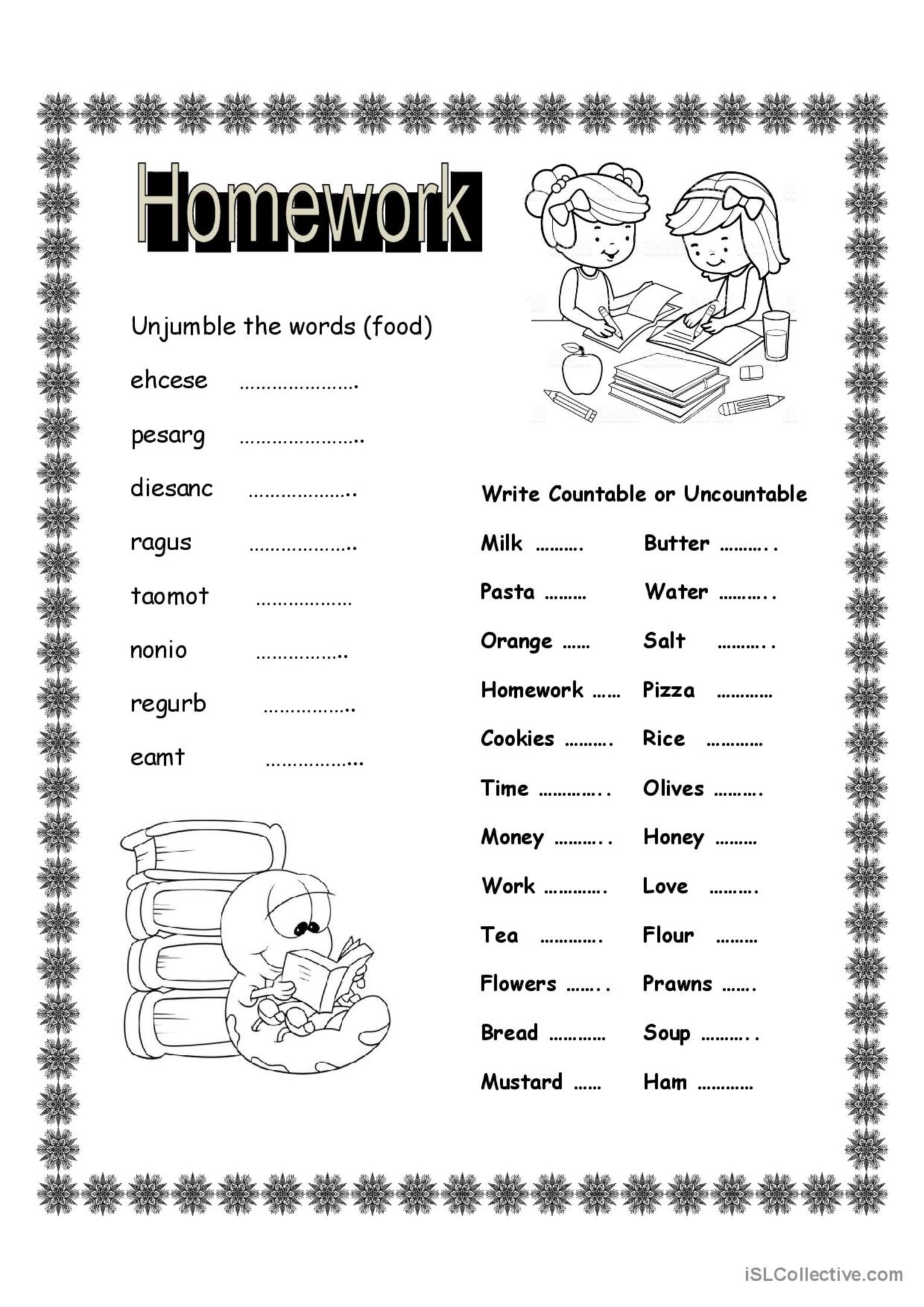 english homework for kids