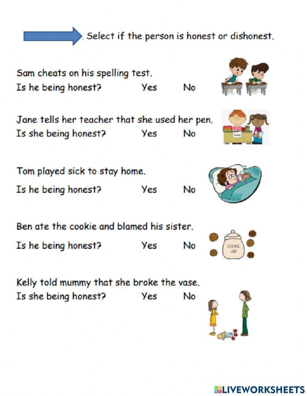 Honesty Preview Worksheets Library