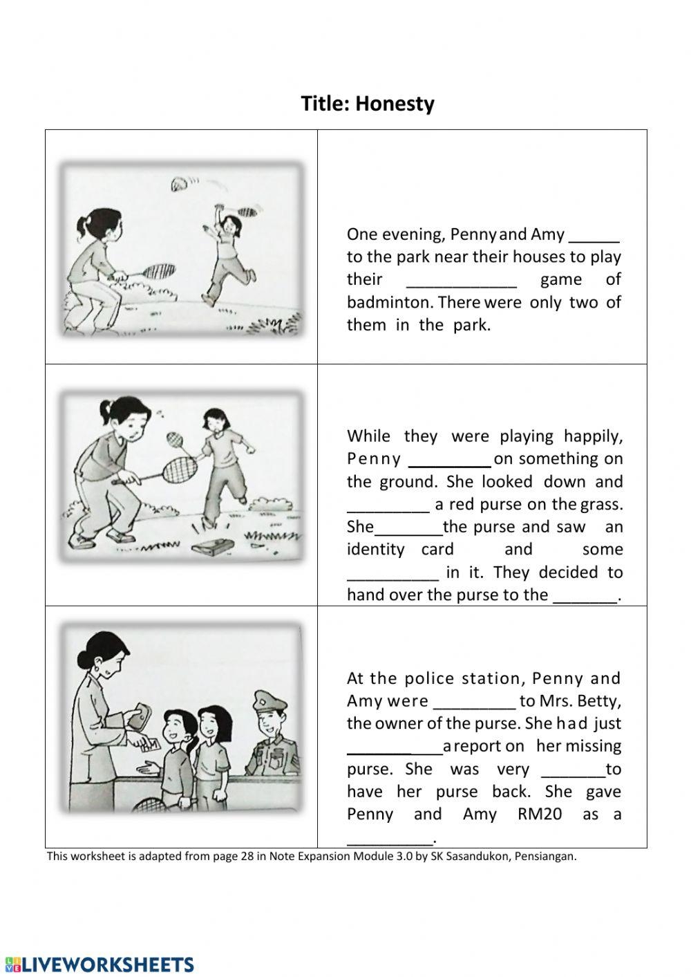 worksheets on honesty
