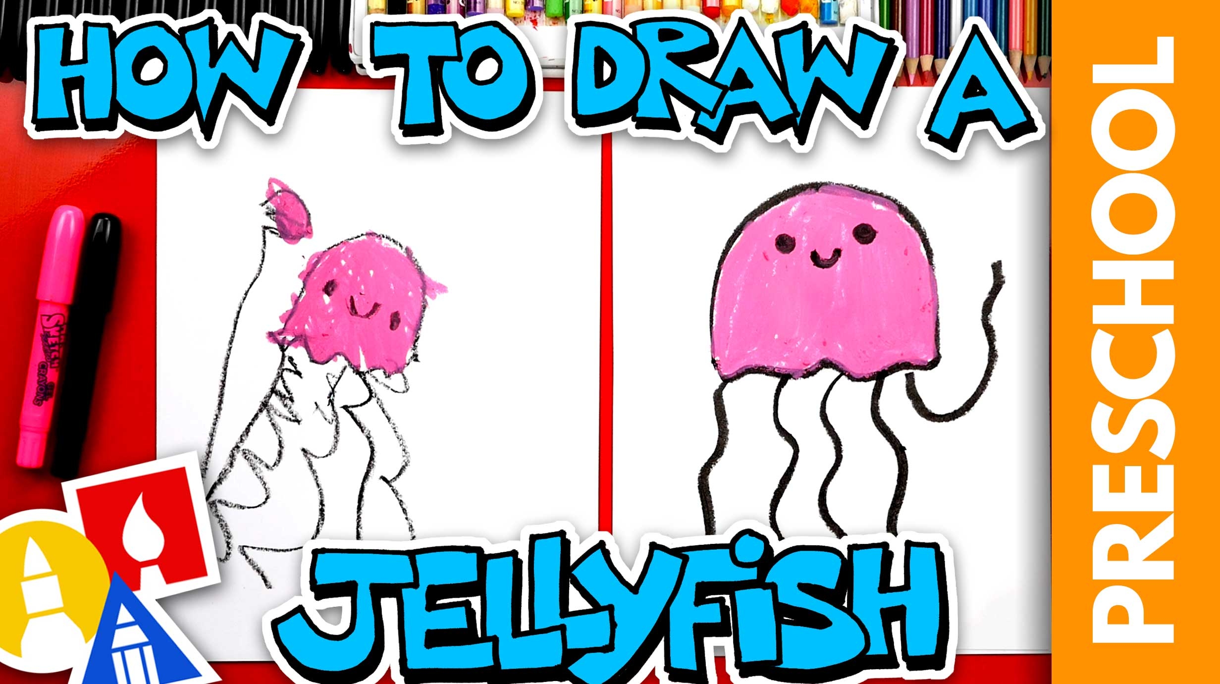 How To Draw A Jellyfish Preschool Art For Kids Hub