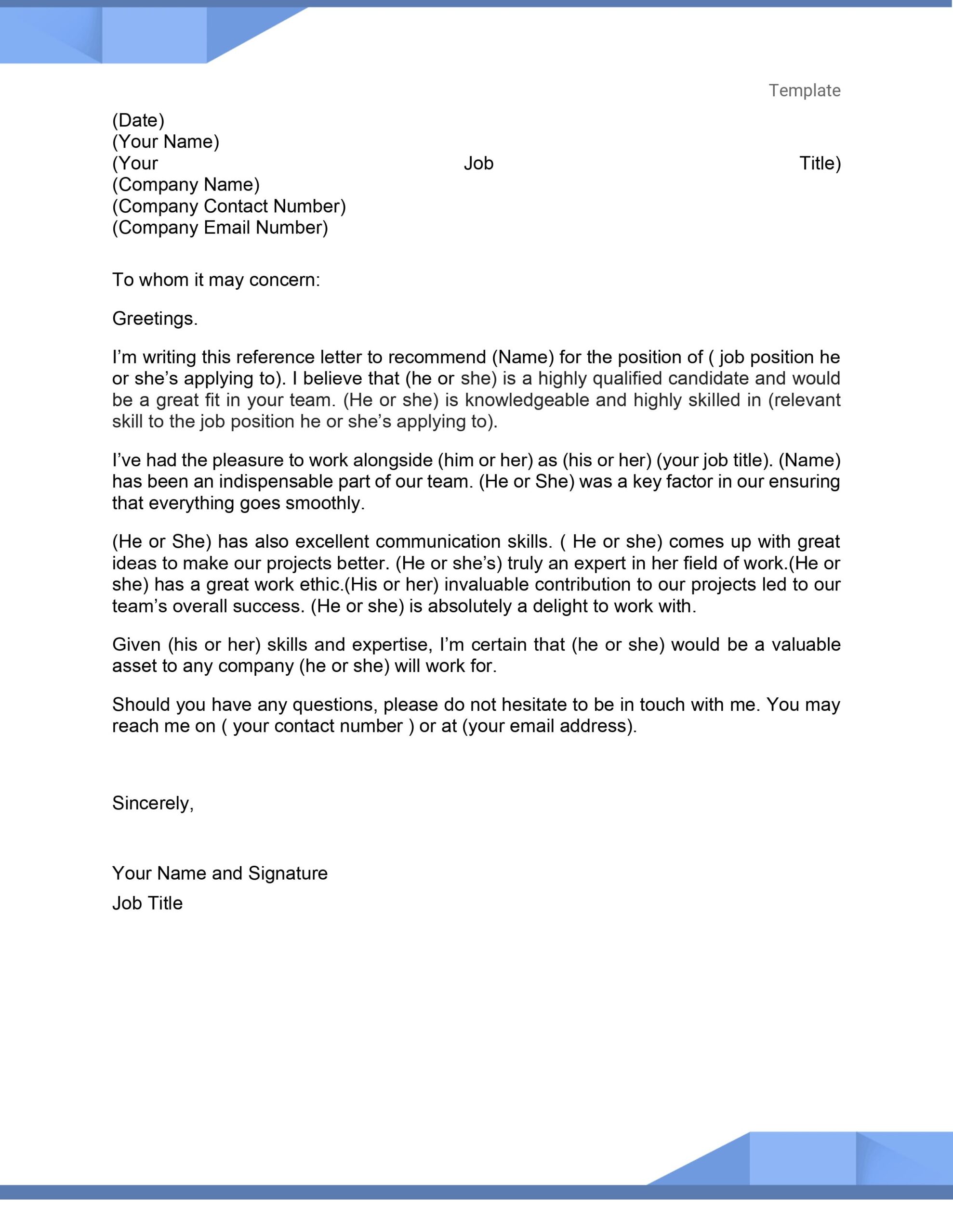 How To Format A Reference Letter With Examples 49 OFF