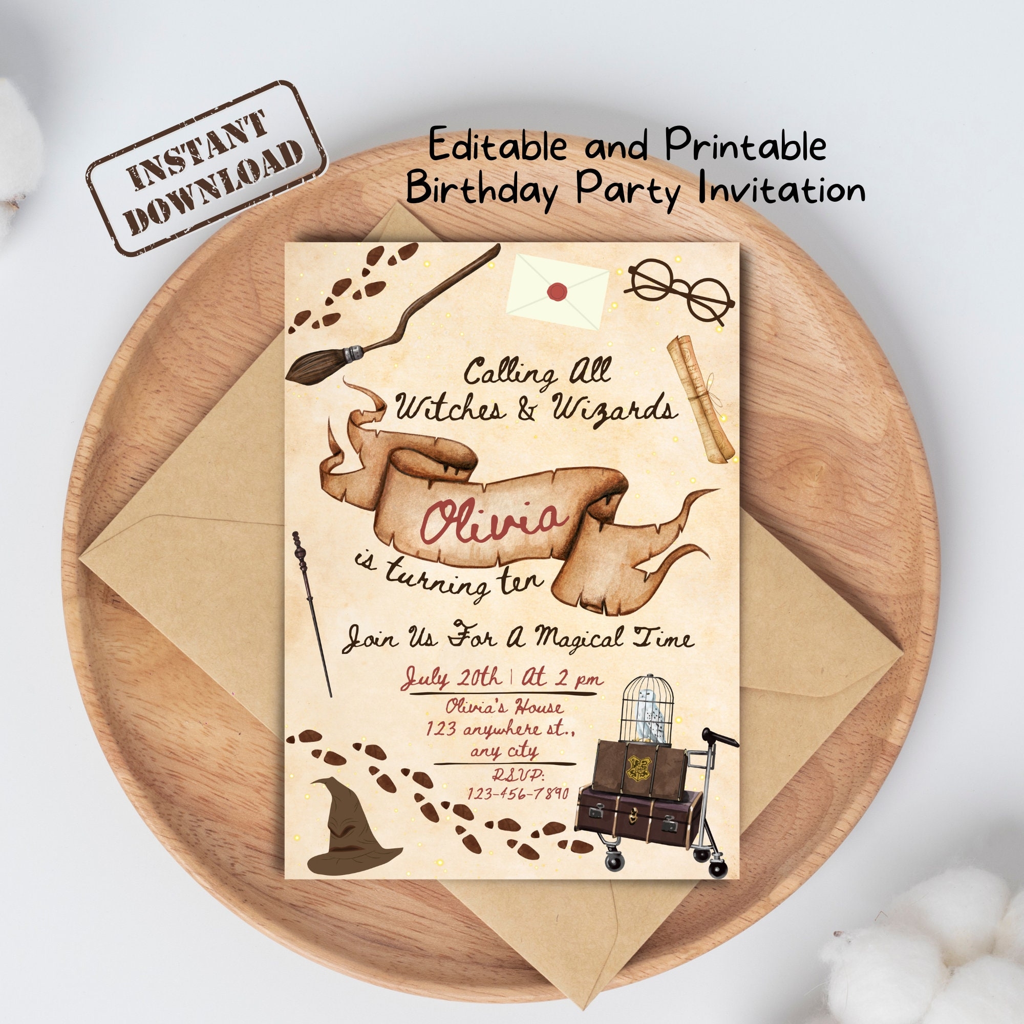 HP Witches And Wizards Birthday Party Invitation Card Template 