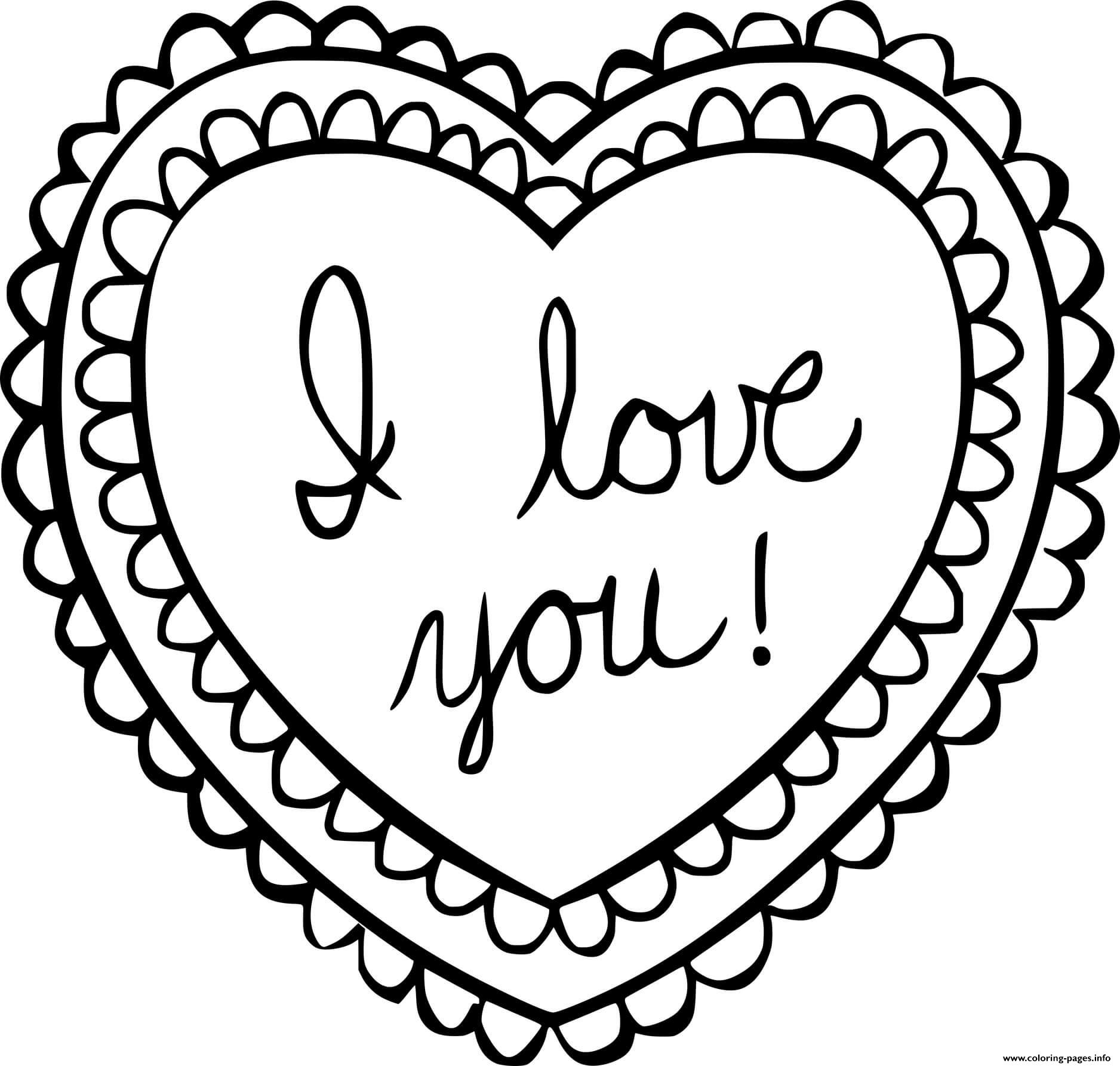 I Love You In Heart Coloring Page Printable