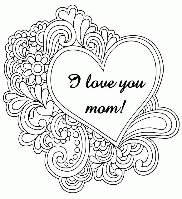 I Love You Mom Coloring Pages Coloring Home