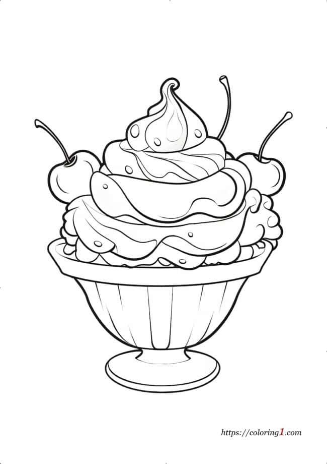 Ice Cream Sundae Coloring Page 2 Free Coloring Sheets 2024 