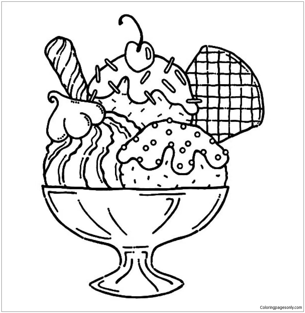Ice Cream Sundae Coloring Page Free Printable Coloring Pages