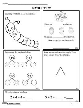 Independent Worksheets Incoming 1st Graders Summer Packet Math 