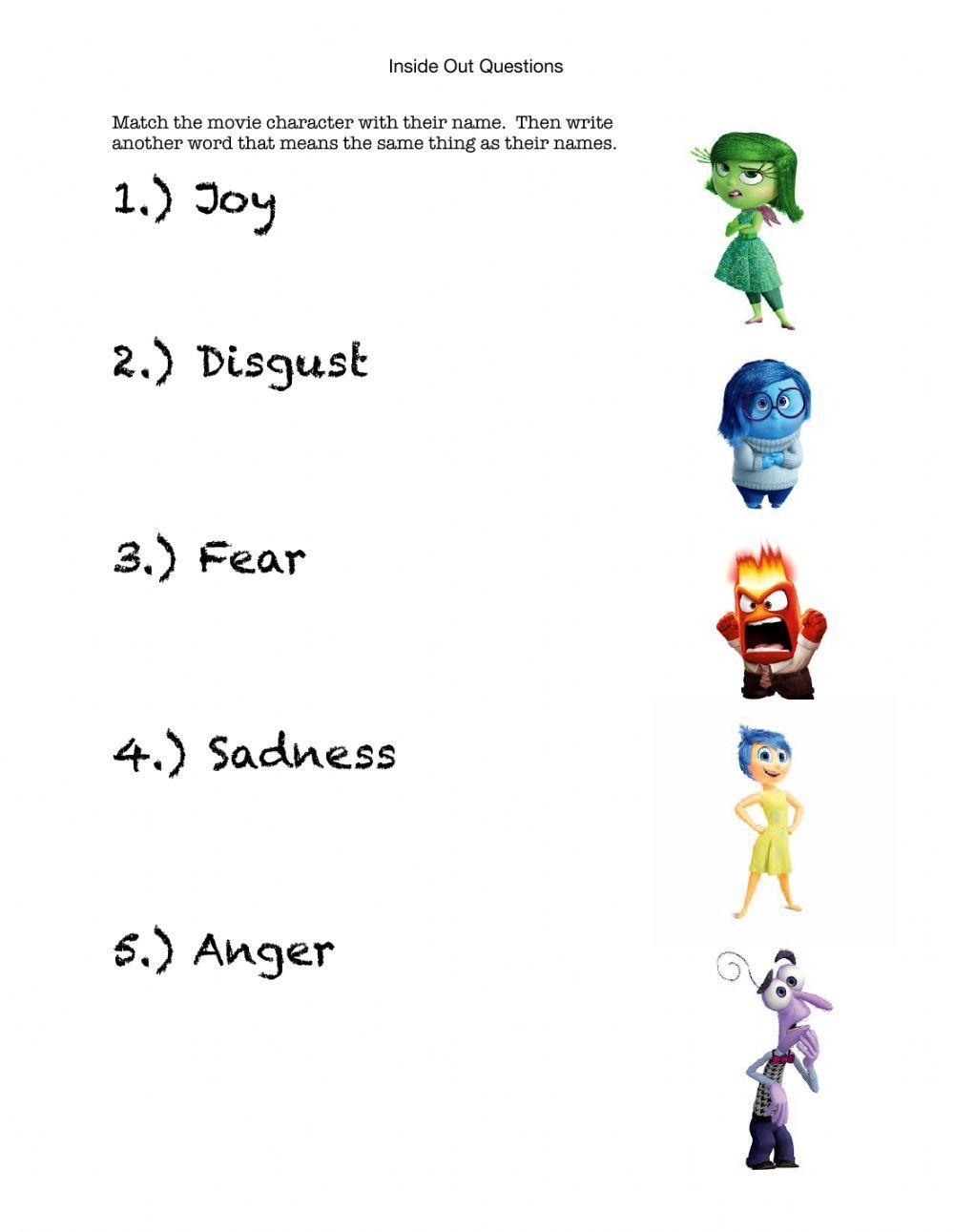 Inside Out Worksheets Explore Emotions With Engaging Activities
