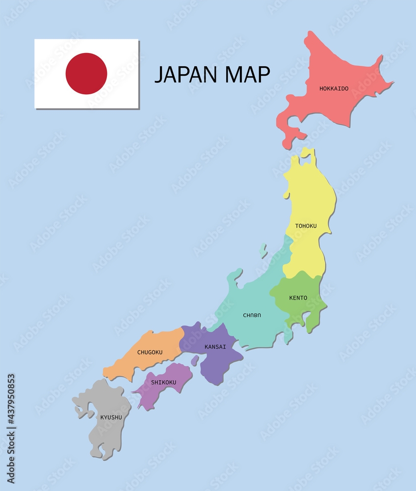 Japan Map Color Map Of The Provinces Of Japan Japan Administrative 