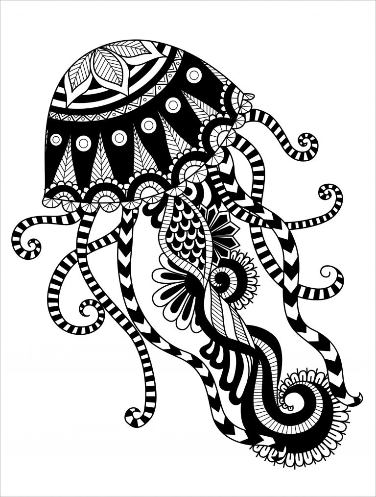 jellyfish coloring pages adult