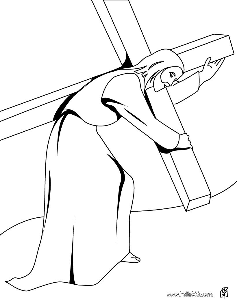Jesus Christ Carrying The Cross Coloring Pages Hellokids