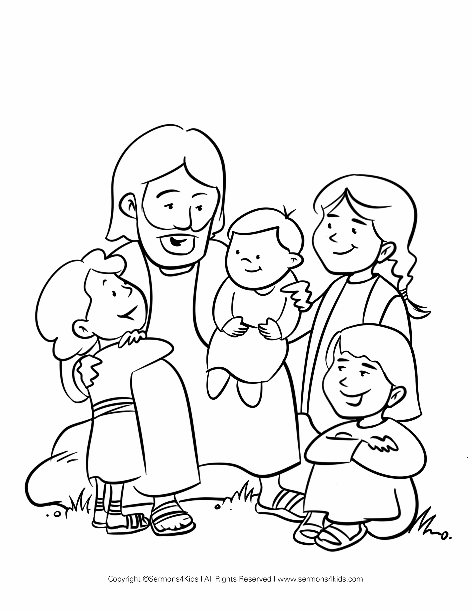 Jesus Loves The Little Children Coloring Page